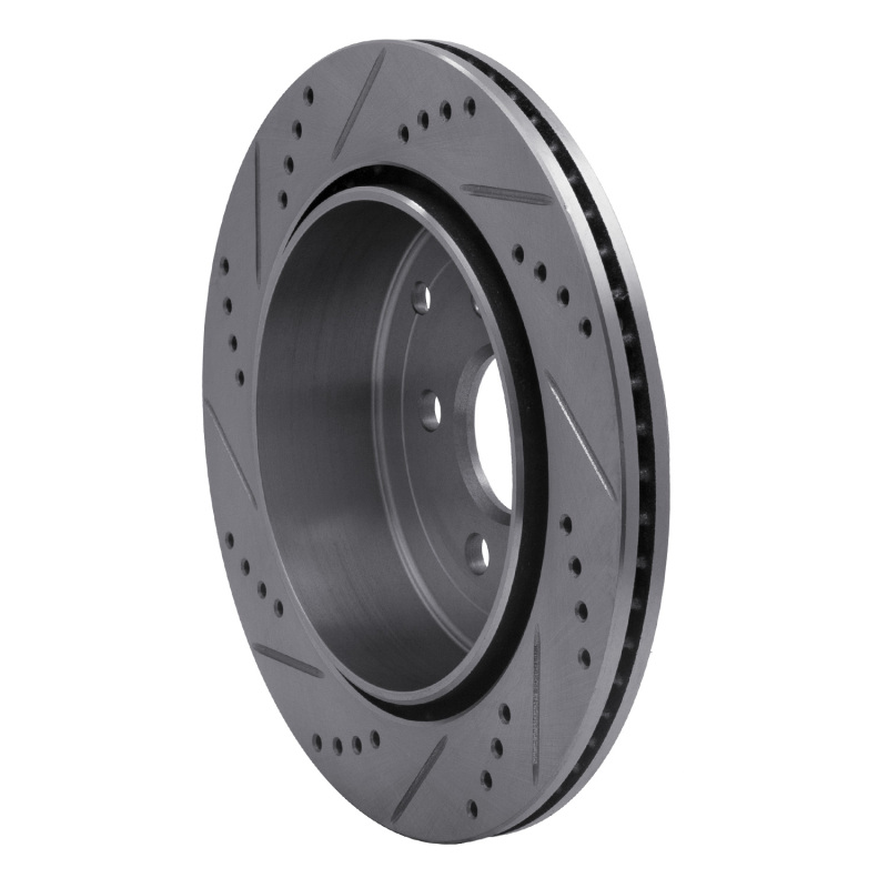 Land Rover LR2 Brake Rotor (1) - Rear Right - R1 Concepts - Drilled & Slotted - Silver - `08-`12
